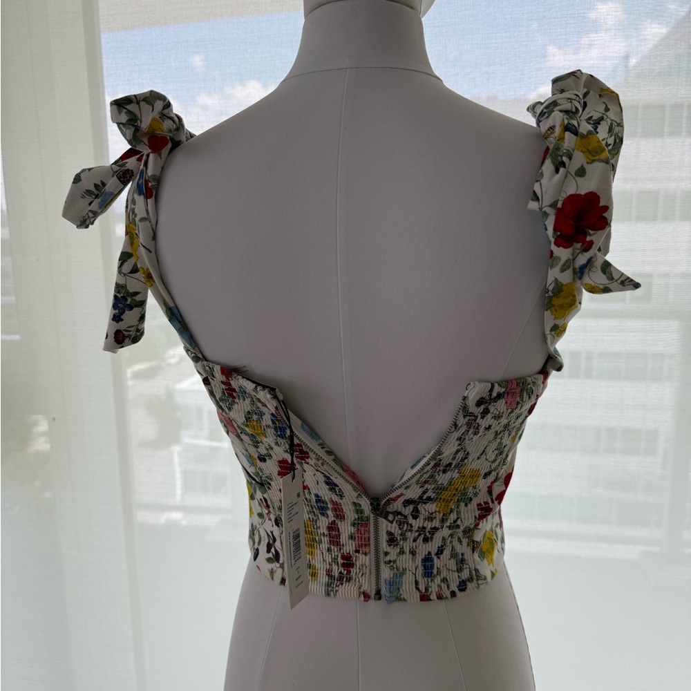 Alice + Olivia Floral Crop Top with Bow Straps - Picture 4 of 5